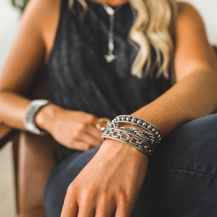 West & Co. - Wholesale Cuff Bracelet - 18K Gold Plated Rope and Chain Cuff Bracelet1