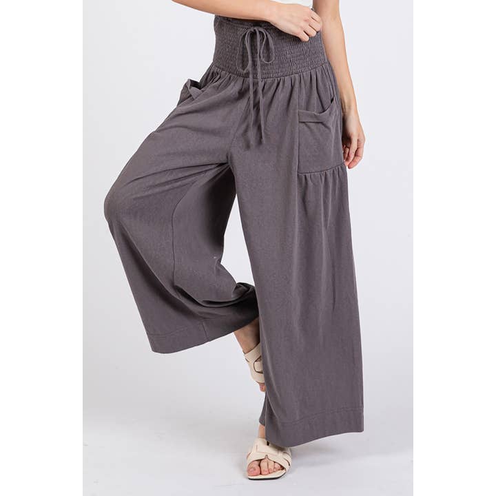 Sage + Fig - Wholesale Pants - Women's - RELAXED WIDE-LEG SMOCKED PANTS (SP7105)