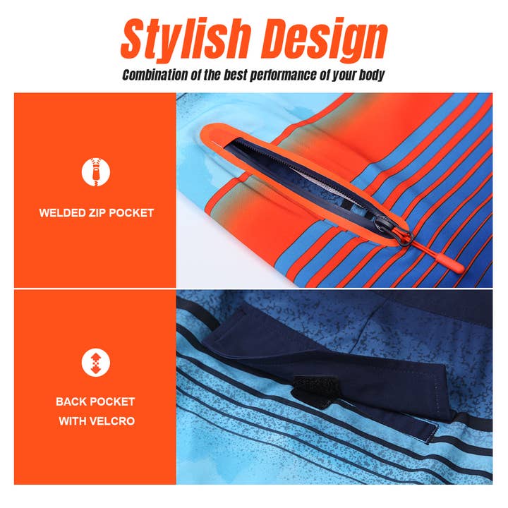 Rokka & Rolla - Wholesale Swim Shorts - Men's - Men's 9" 4-Way Stretch Board Swim Shorts Swimwear32