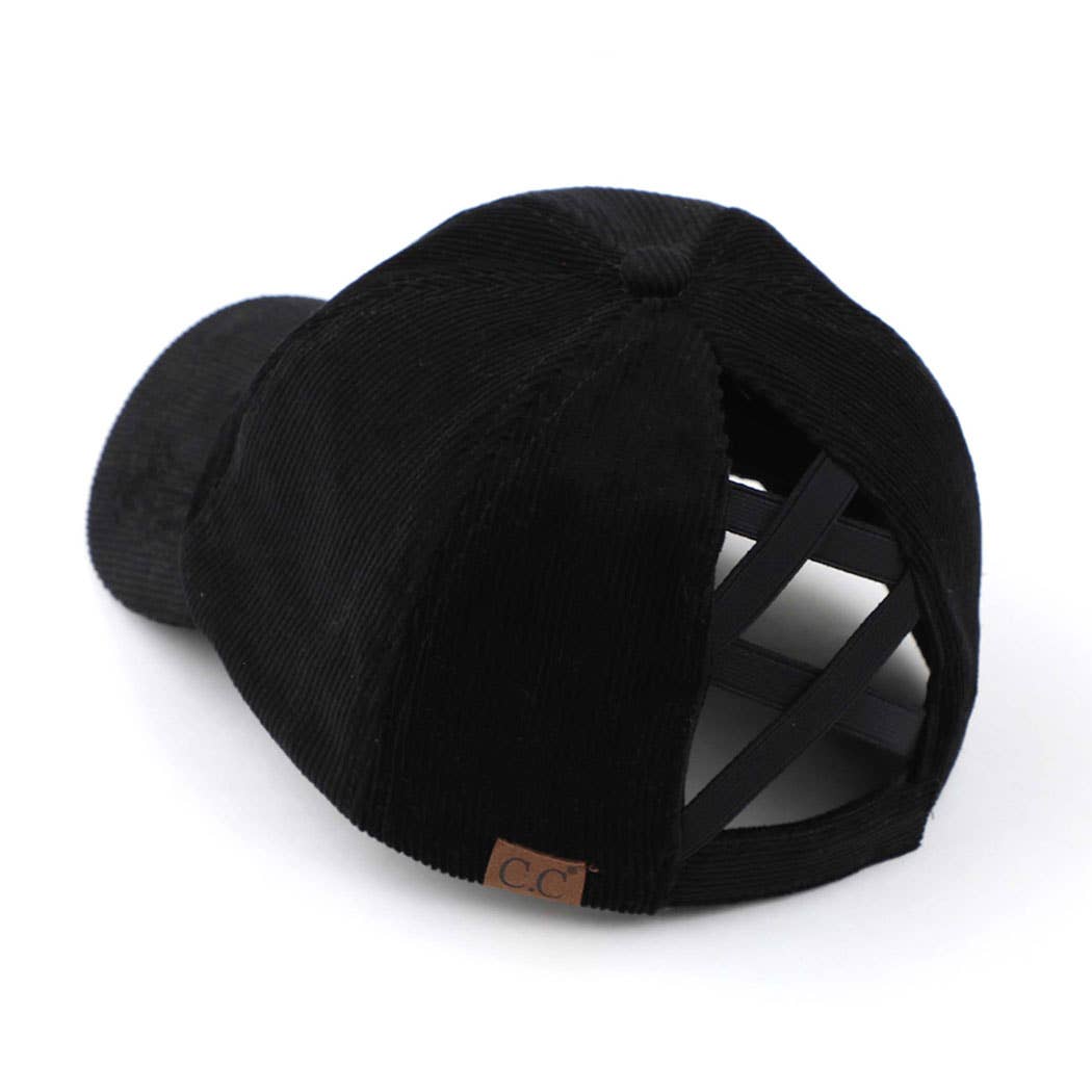 Fashion City - Wholesale Ponytail Cap - Women's - Corduroy Criss-Cross Pony Cap9