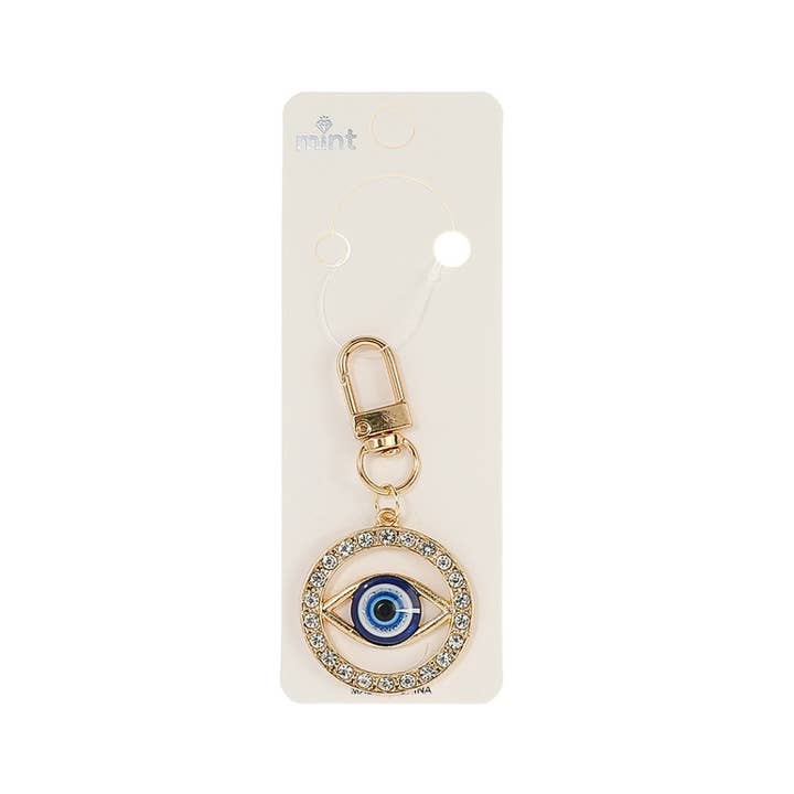 Atlas Fashion - Wholesale Keychain - Women's - Rhinestone Evil Eye Circle Keychain