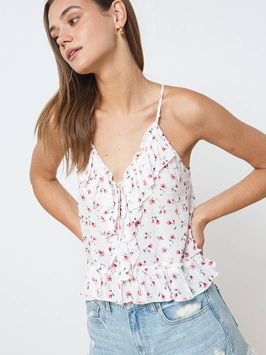 Clip Dot Ruffled Top for wholesale by ILLA ILLA