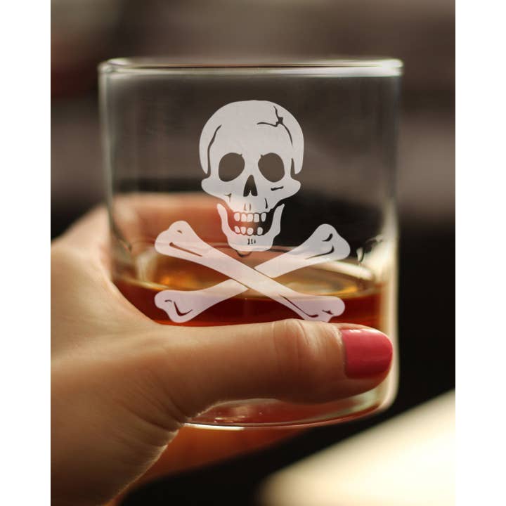 bevvee - Wholesale Cocktail/liquor glass - Skull and Crossbones Whiskey Rocks Glass - Pirate Gifts3