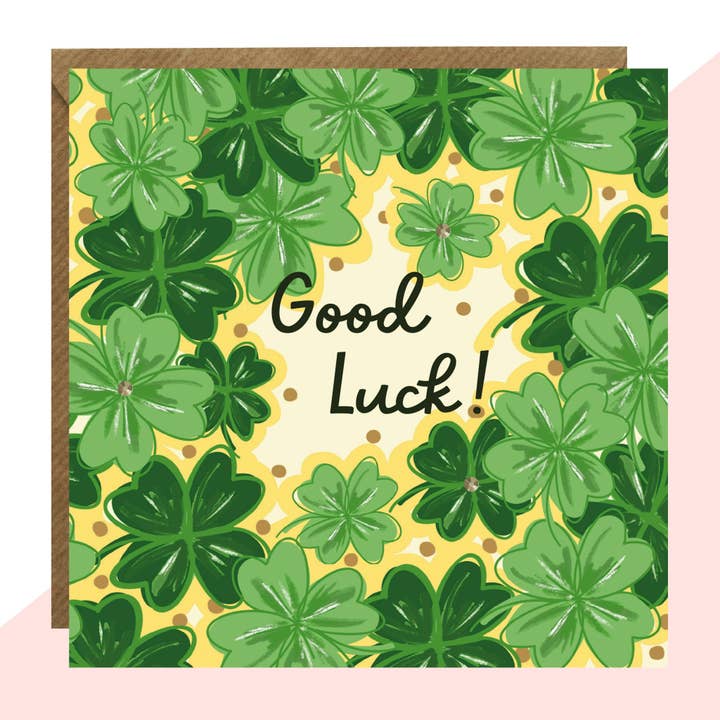 Good Luck Clover Card for wholesale by Lottie Simpson