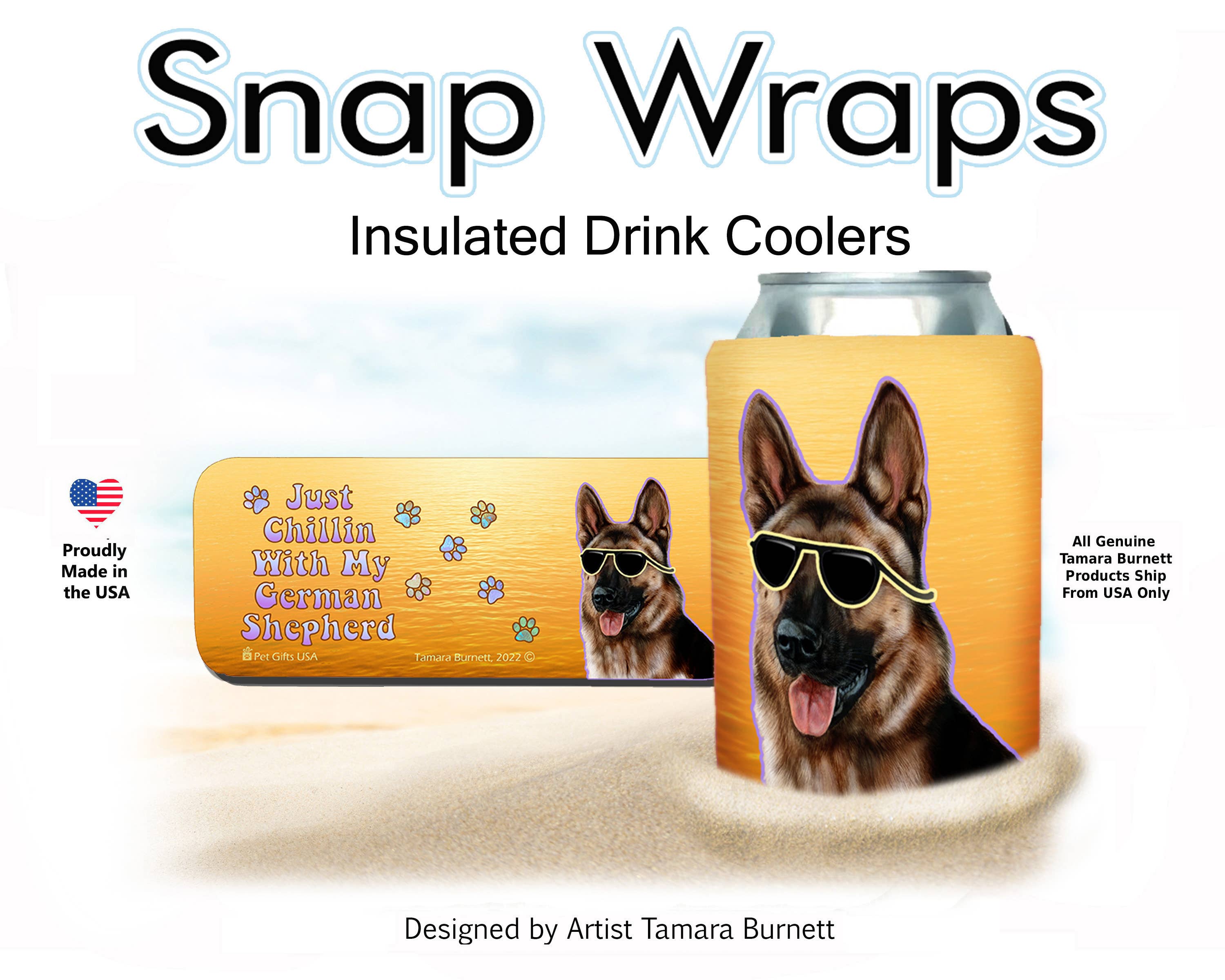 Pet Gifts USA, LLC - Wholesale Drink Huggers & Koozies - German Shepherd Fawn Sable Snap Wrap Insulated Drink Ho...0