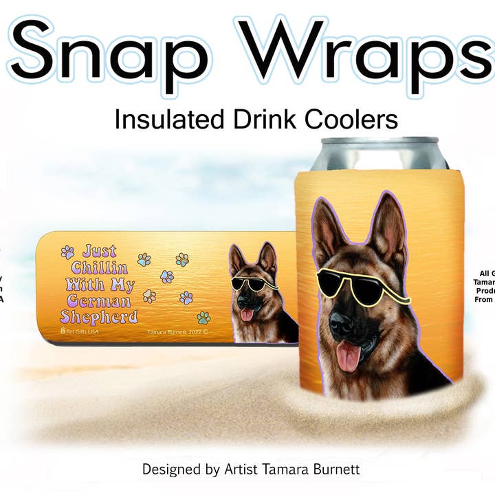 Pet Gifts USA, LLC - Wholesale Drink Huggers & Koozies - German Shepherd Fawn Sable Snap Wrap Insulated Drink Ho...