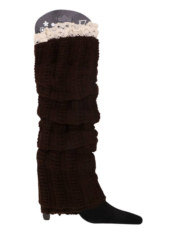 ASSORTED Classic Lace Trim Knitted Knee-high Leg Warmers for wholesale on Faire7