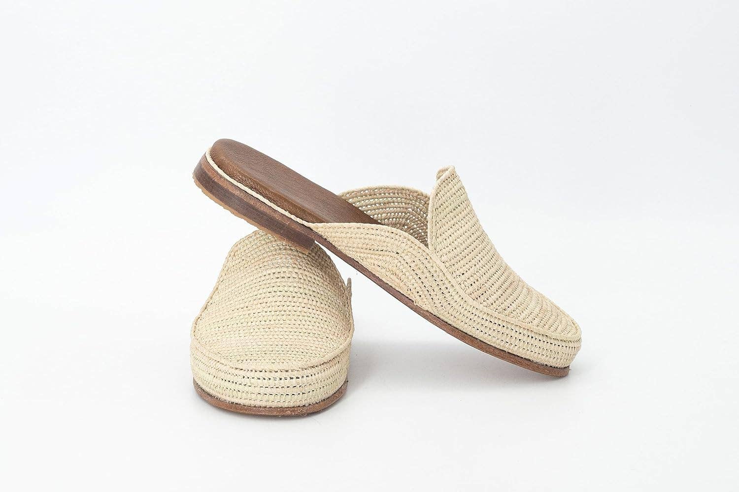 Beige Moroccan Raffia Slippers, Raffia shoes, raffia flats, Raffia for wholesale on Faire1