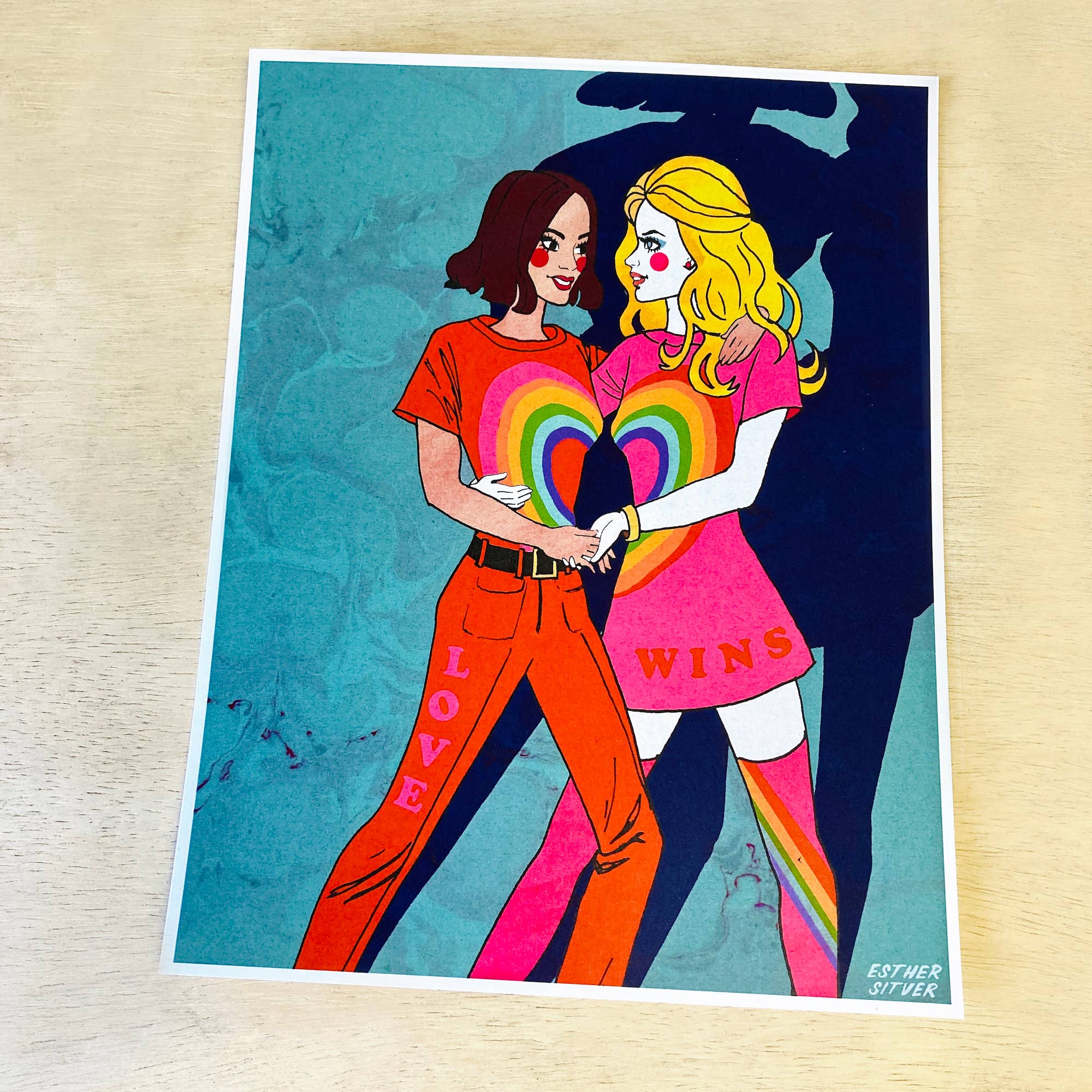 Esther Sketch - Wholesale Art Print - Groovy Pride Dolls Illustrated 8.5"x11" Barbie Art Print5