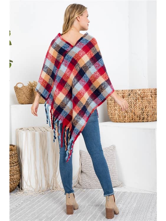 MYS Wholesale Inc - Wholesale Poncho - Women's - Winter Warmth Plaid Fringe Poncho8