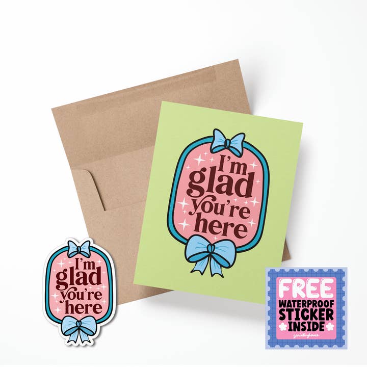 Estou contente por estar aqui Cartão de Saudação por atacado de Girls Printing House