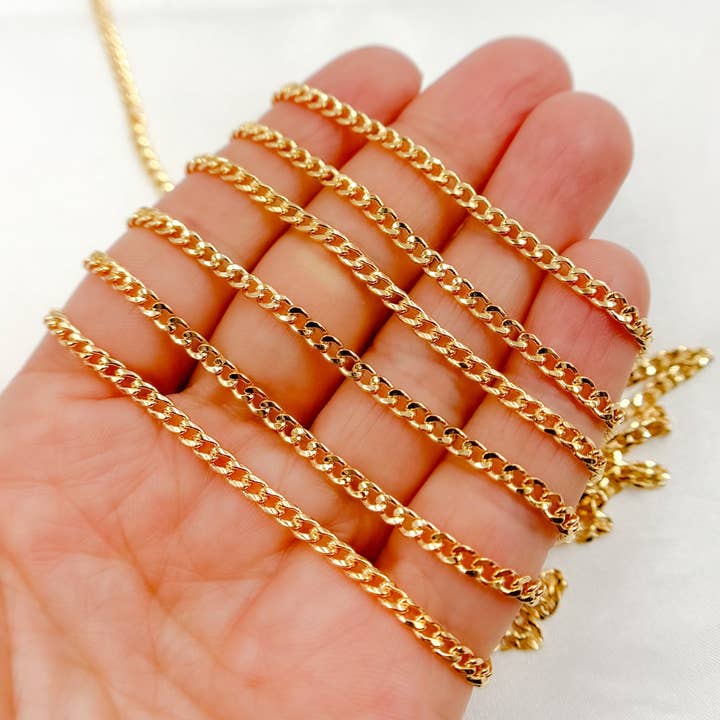 Tresor Jewelry Inc. - Wholesale Link & Chain Necklace - 64HRGF. 14k Gold Filled Flat Curb Link Chain