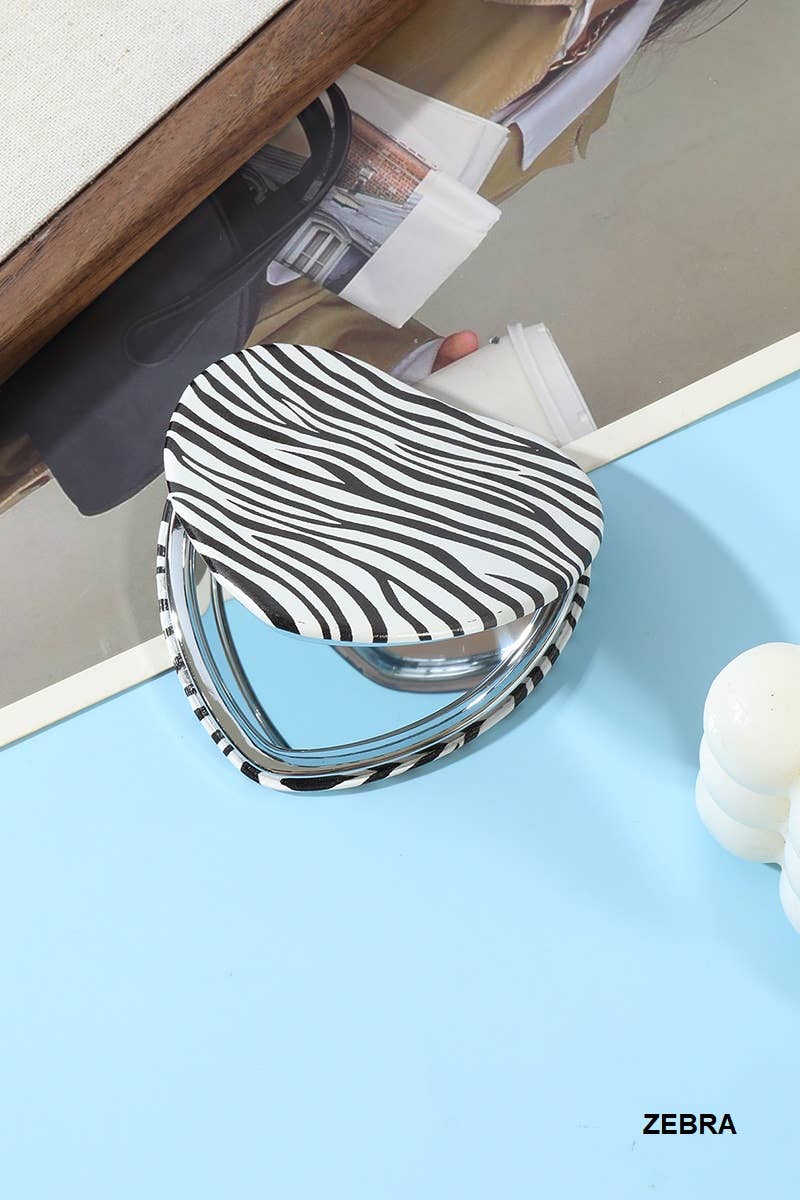42POPS - Wholesale Makeup Mirror - 1014 Animal Pattern Double Sided Folding Mini Hand Mirror SI-28633