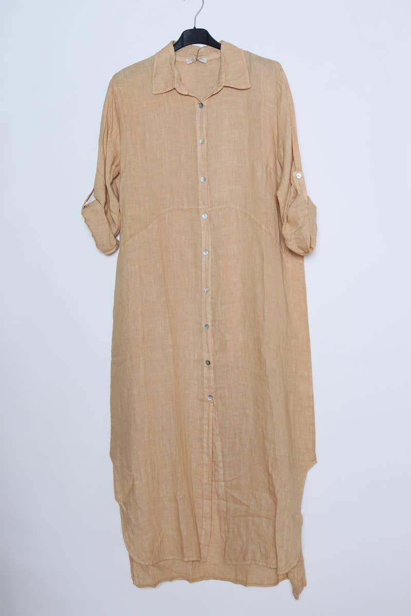 LÉA & LUC - Wholesale Dress - Women's - Long shirt dresses in 100% Linen REF. 14849