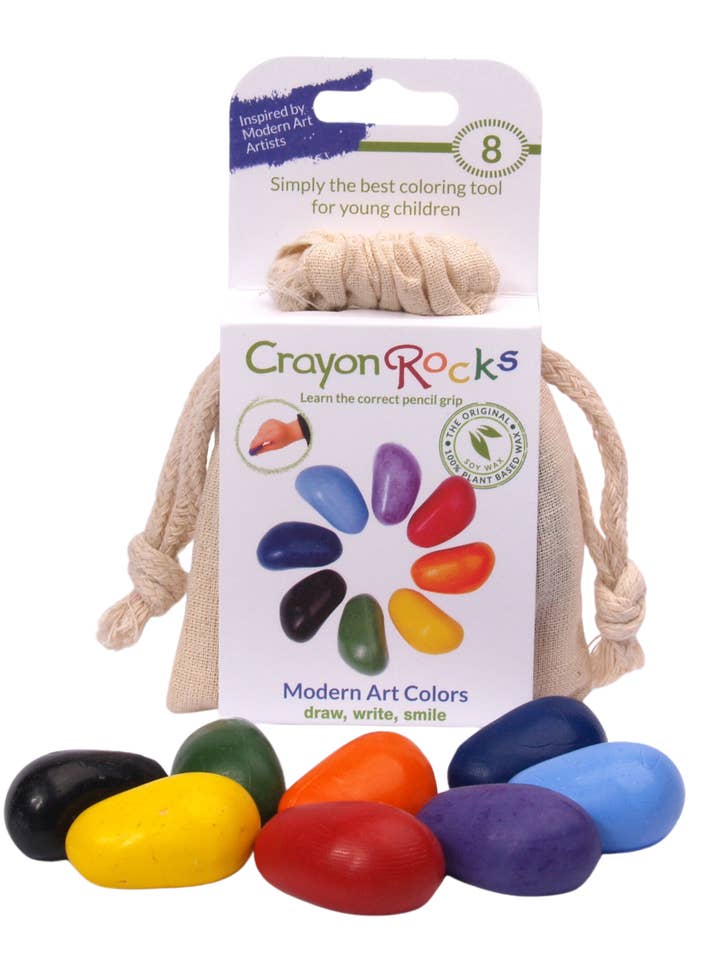 Buntstifte für moderne Kunst in ecrufarbener Baumwolltasche für den Großhandel von Crayon Rocks EU