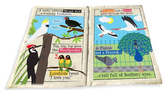 Jo & Nic's Crinkly Cloth Books – wholesale Display book – Nursery Times Crinkly Newspaper - All Sorts of Birds2