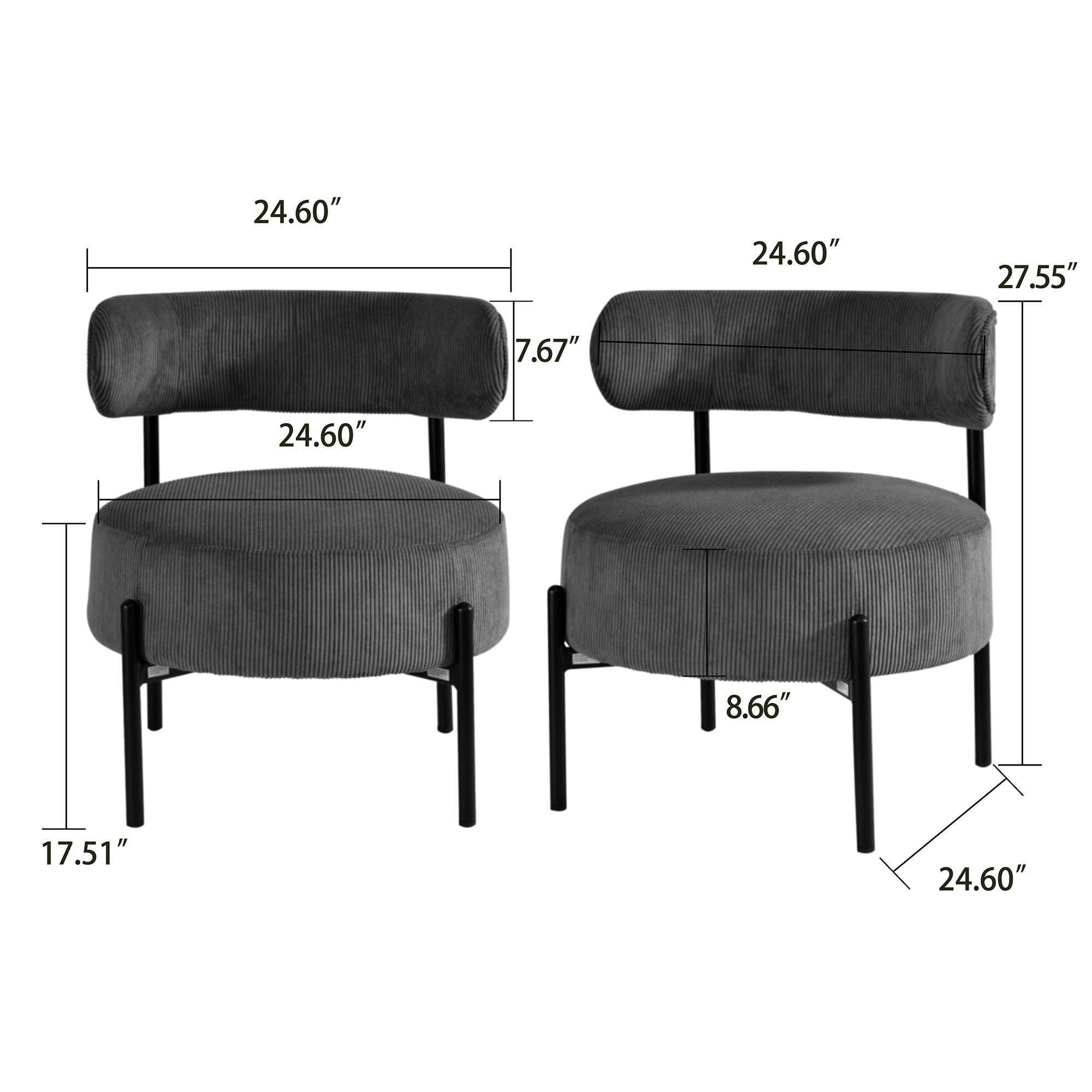 Glamour Home - Vente Chaises - Fauteuil d'appoint en velours côtelé vert Bellatrix avec pieds en fer4