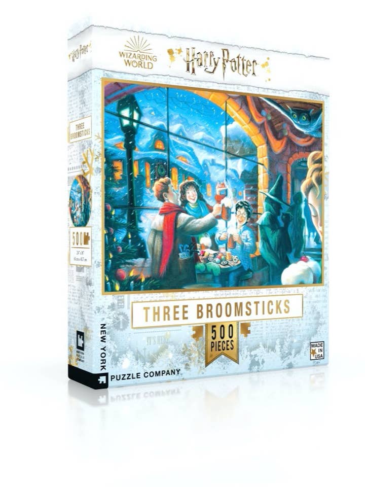 Three Broomsticks - 500 Piece Jigsaw Puzzle for wholesale by New York Puzzle Company
