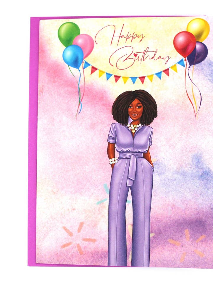 African American Birthday Card, Handmade Black Woman Greeting Card, Black Women, Blank, Gift for Friend, Custom for wholesale by Simply Created