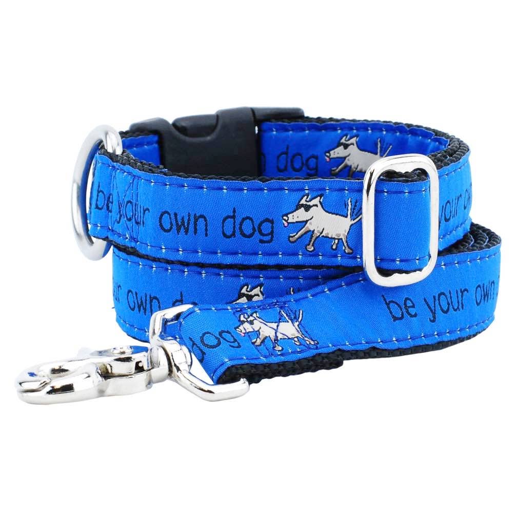 2 Hounds Design - Wholesale Pet Collar - Dog - 1" Be Your Own Dog Teddy The Dog – Blue Collar1