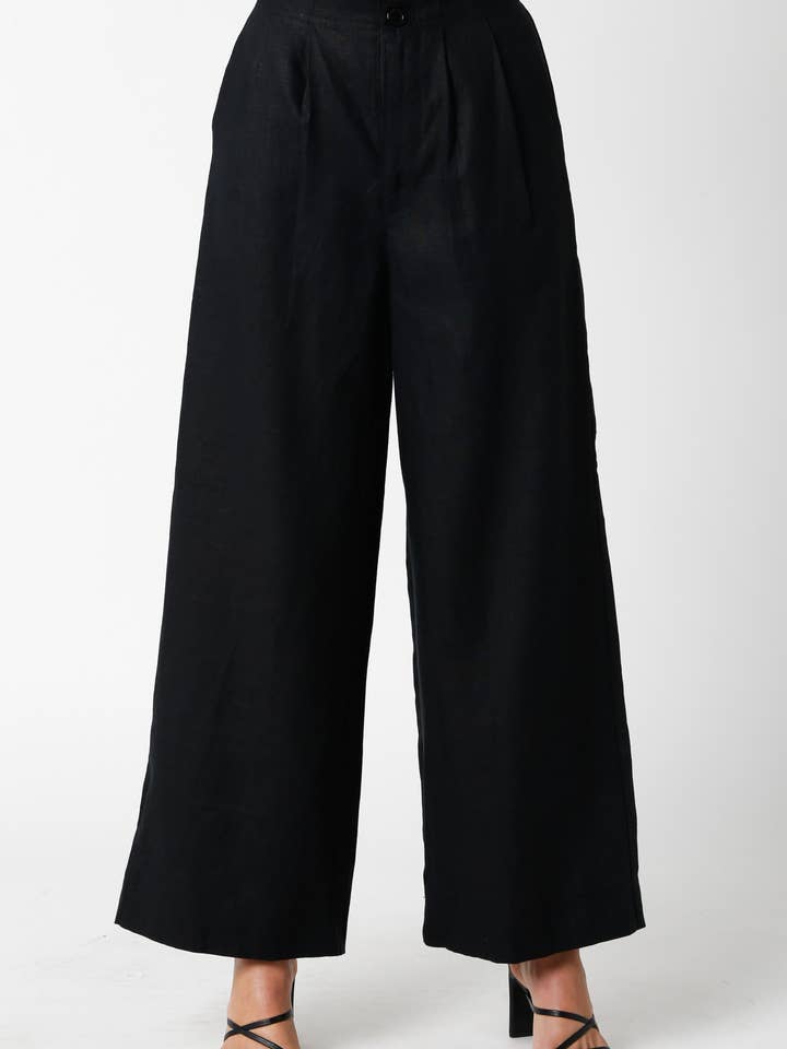 Calças de Linho Carrie por atacado de Olivaceous