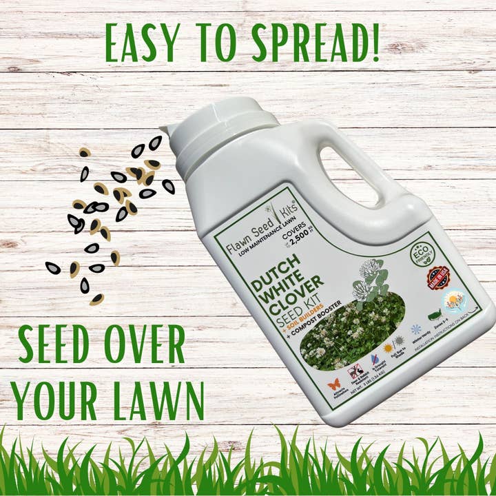 Flawn Seed Kits - Wholesale Plant Seeds - Dutch White Clover Seed Kit Easy Spread Shaker9