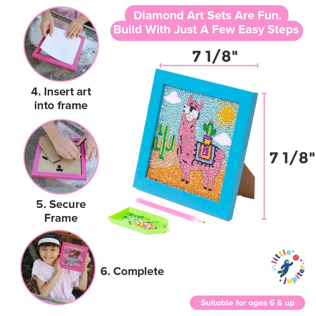AYK Brand - Venta al por mayor Kit de manualidades - Niños - Juego de kit de arte con diamantes de 7 1/8 pulgadas x 7 1/8 pulgadas con marco (llama con marco azul)3