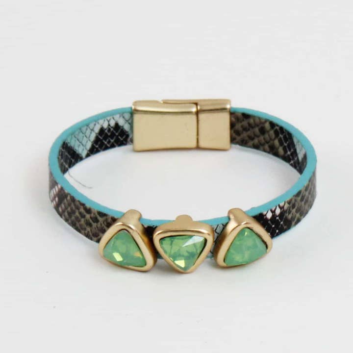 Bracelet en cuir Triangle Turquoise par Sylca pour la vente par Sylca Designs