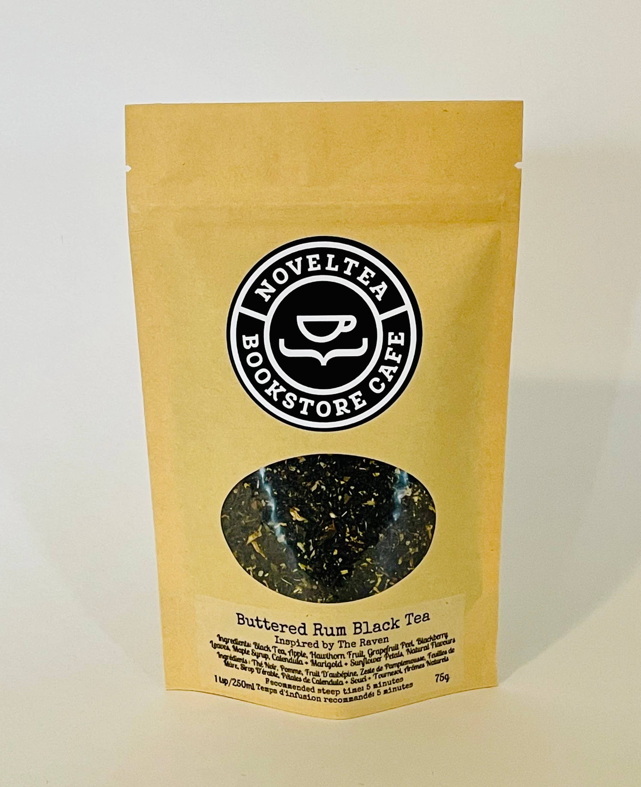 NovelTea Bookstore & Gifts - Venta al por mayor Tés a granel - El Cuervo Inspirado - Té Negro Sin Alcohol con Ron Mantecoso3