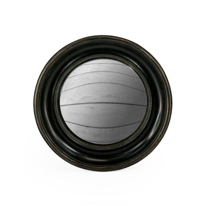Grand miroir convexe encadré profond noir vieilli pour la vente par McGowan & Rutherford Ltd