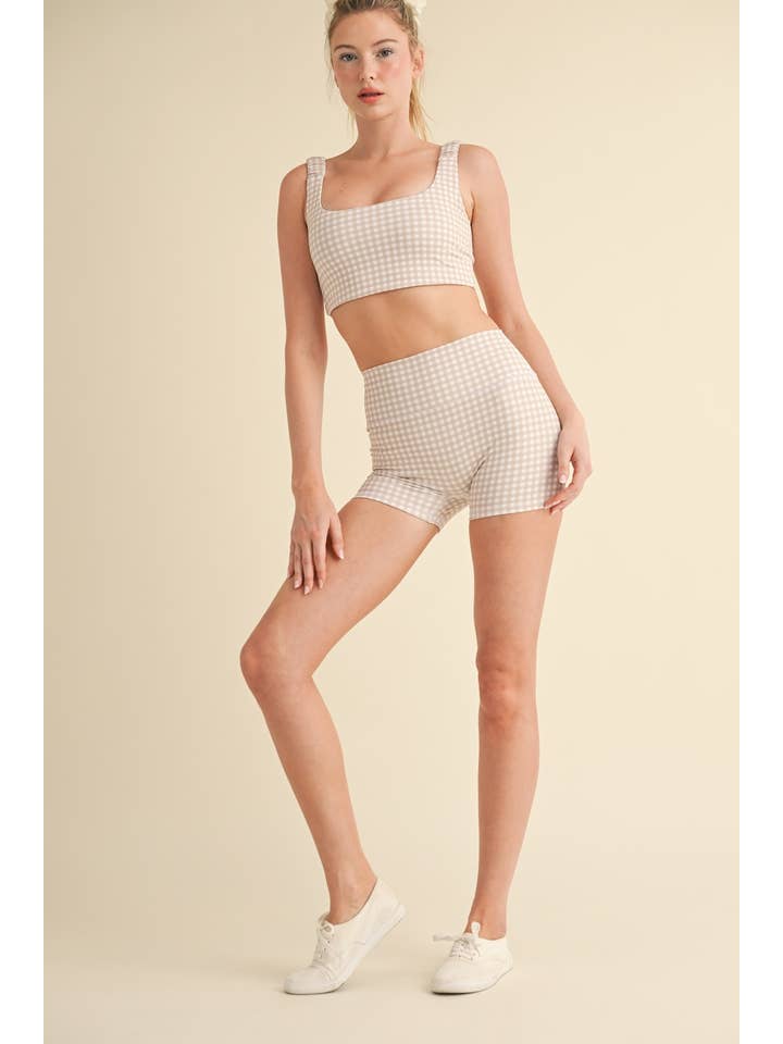 KIMBERLY C - Wholesale Sports Bra - Women's - Gingham Print Ruched Bra Top12