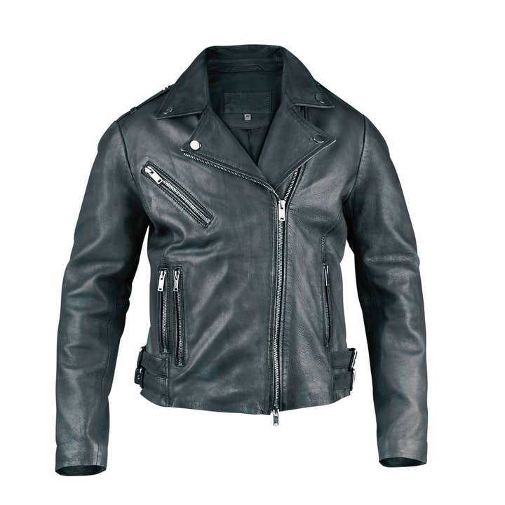 Blouson en cuir classique de motard pour homme en peau de vache noire pour la vente par TA Impex