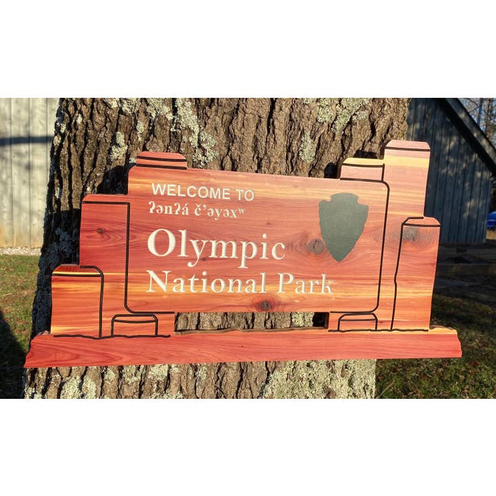 Cartello d'ingresso Washington WA con decorazione da parete Olympic National Park per la vendita all'ingrosso da parte di TinyWoodenSigns