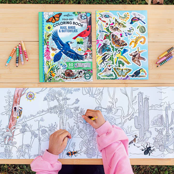 eeBoo - Wholesale Coloring Book - Kids & Baby - Bugs, Birds & Butterflies Fold-Out Coloring Book