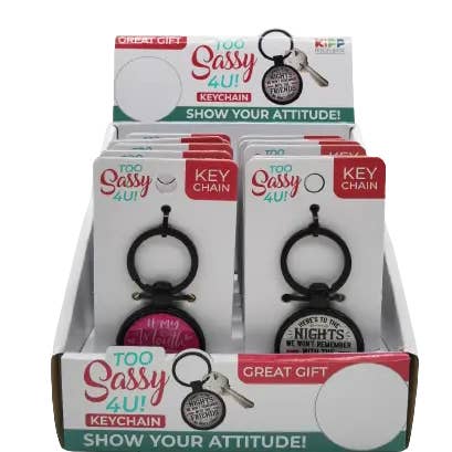 Novelty Brands - Wholesale Keychain - Unisex - Sweet N Sassy Metal Key Chain Assortment BULK - 12/Display0