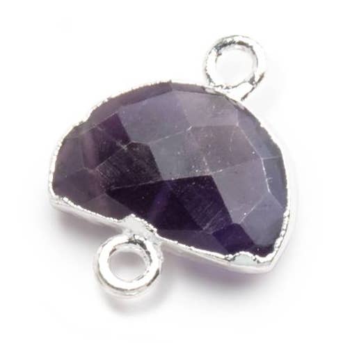 9x14mm Conector Focal de Meia-Lua Facetado de Folha Prata de Folha Prata 1 peça por atacado de Beads of Cambay