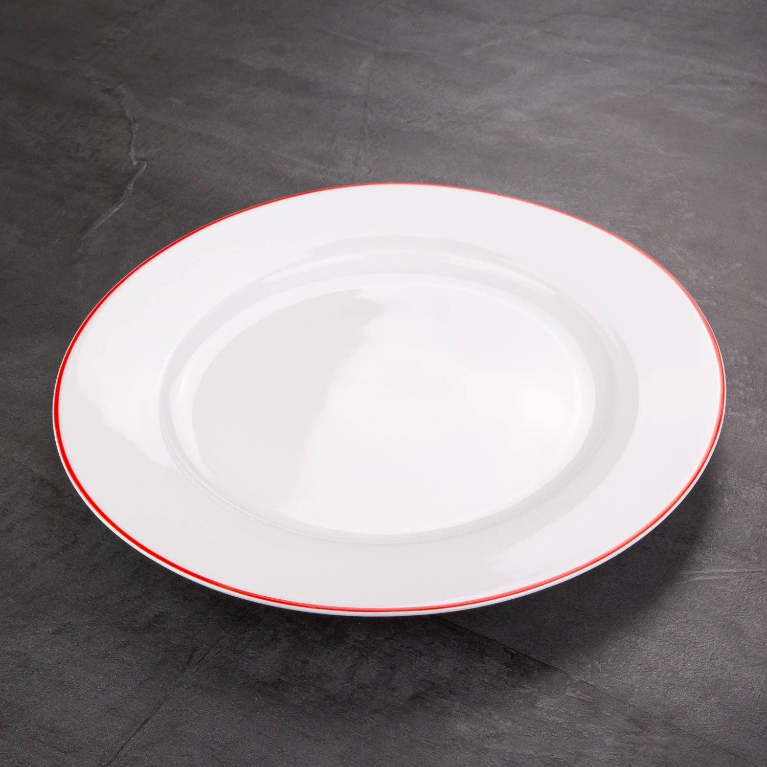 Happy Homewares – wholesale Dinner plate – Set of 4 Durable White Ceramic Dinner Plates with Elegant Red Rim5