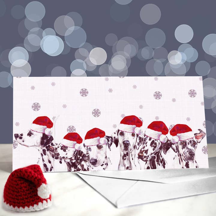 Dalmatians Christmas Cards - Festive Spotty Dog Card for wholesale by Amber Marie Studio