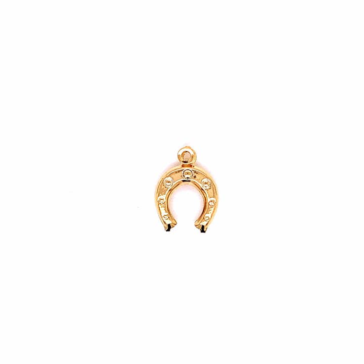 The Bead Bazaar - Wholesale Individual Charm/Pendant - Gold Horseshoe Charm, Gold Filled Horseshoe Pendant For Jewelry Making, Good Luck Charms, Bulk Charms For Beading, Small Horseshoe Lucky Charm