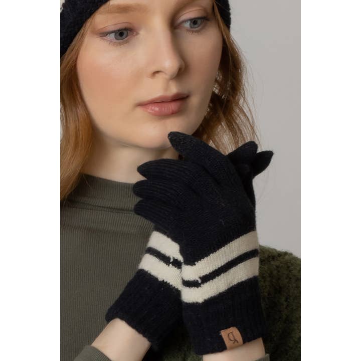 Hana – Engroshandel Handsker - Dame – Super bløde stribede strikkede berøringshandsker4