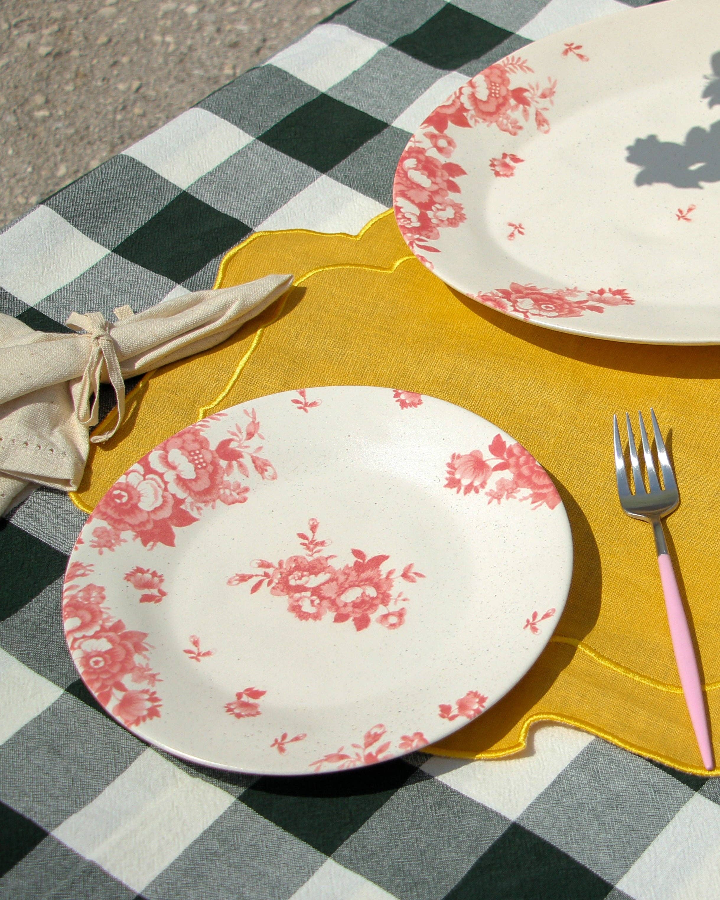 Pó de Barro - Vente Assiette - Assiette à dessert Vintage fleurs rose3