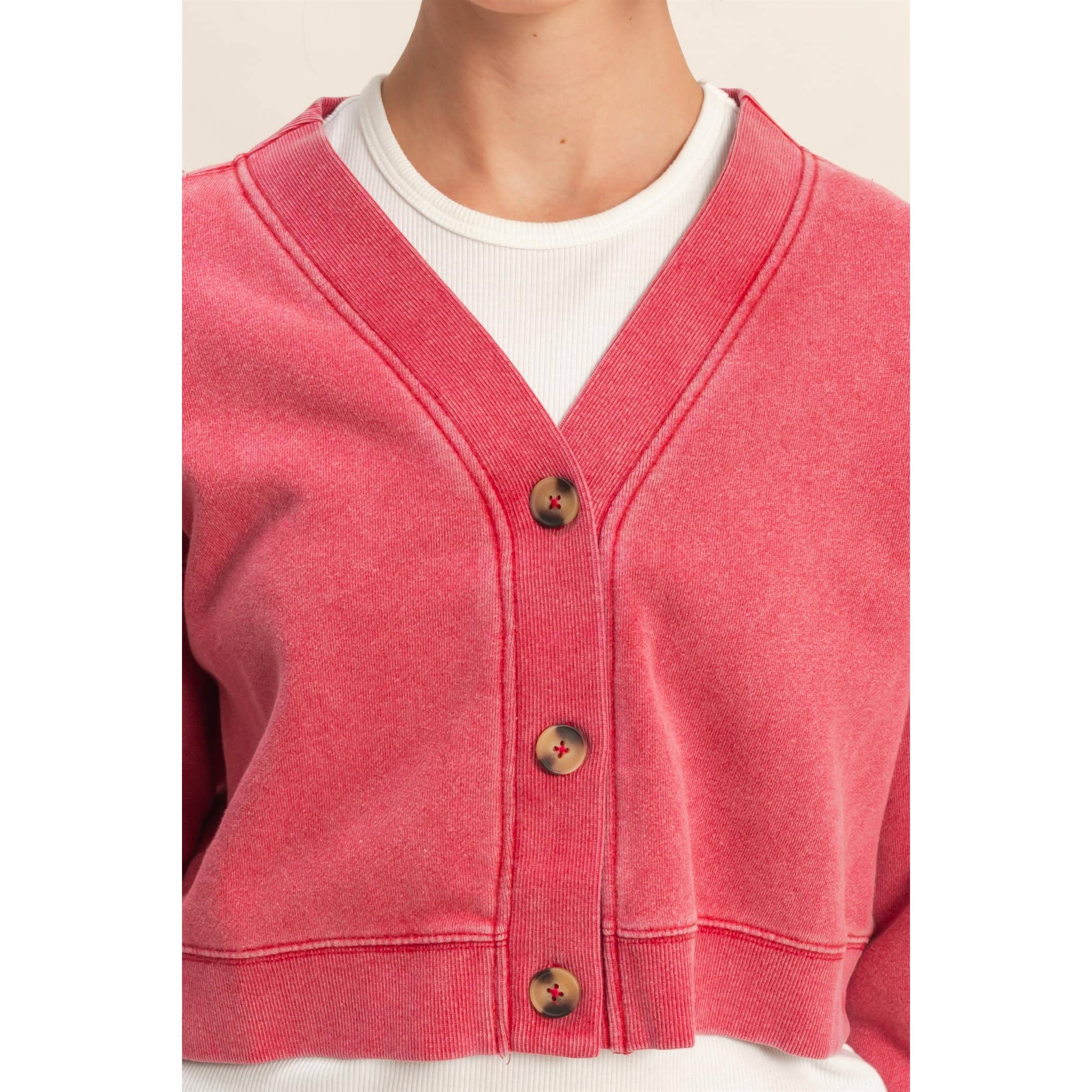 Double Zero - Wholesale Cardigan - Women's - Washed French Terry Cropped Cardigan27