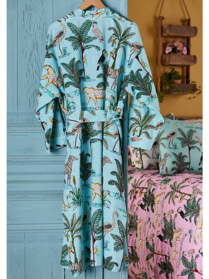 Namaste - Wholesale Robe - Unisex - Jungle Print Dressing Gown - Jade