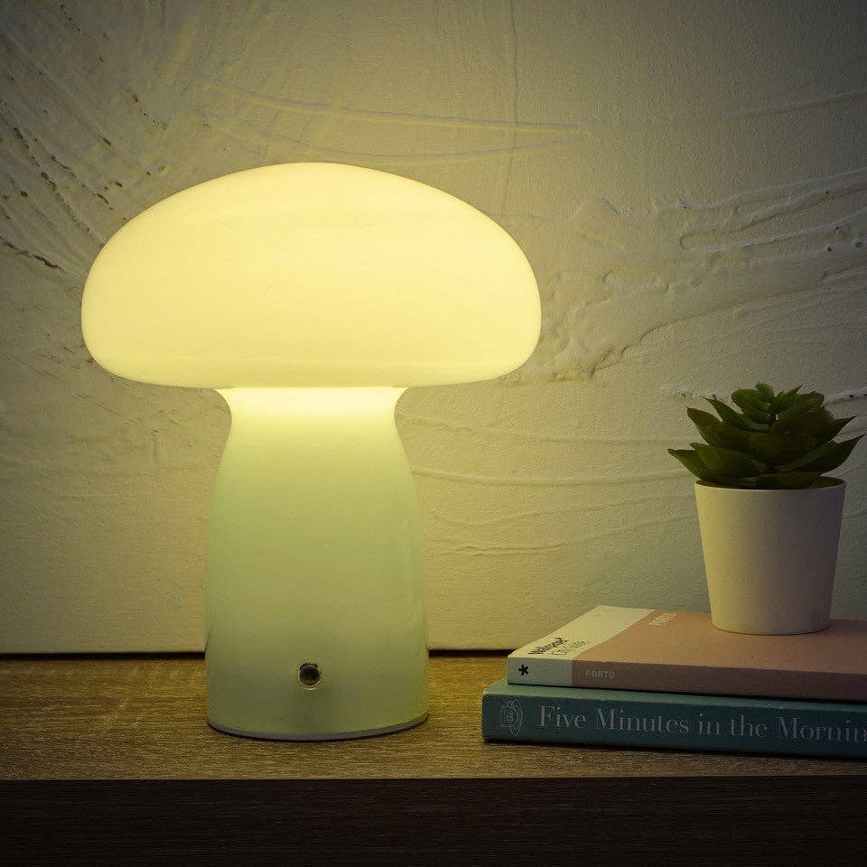K LIVING – wholesale Accent/desk lamp – Mushroom Toadstool Glass Table Lamp in White, Duck egg Blue, Green, Lemon, Mocha and Brown - Rechargeable Lamps3