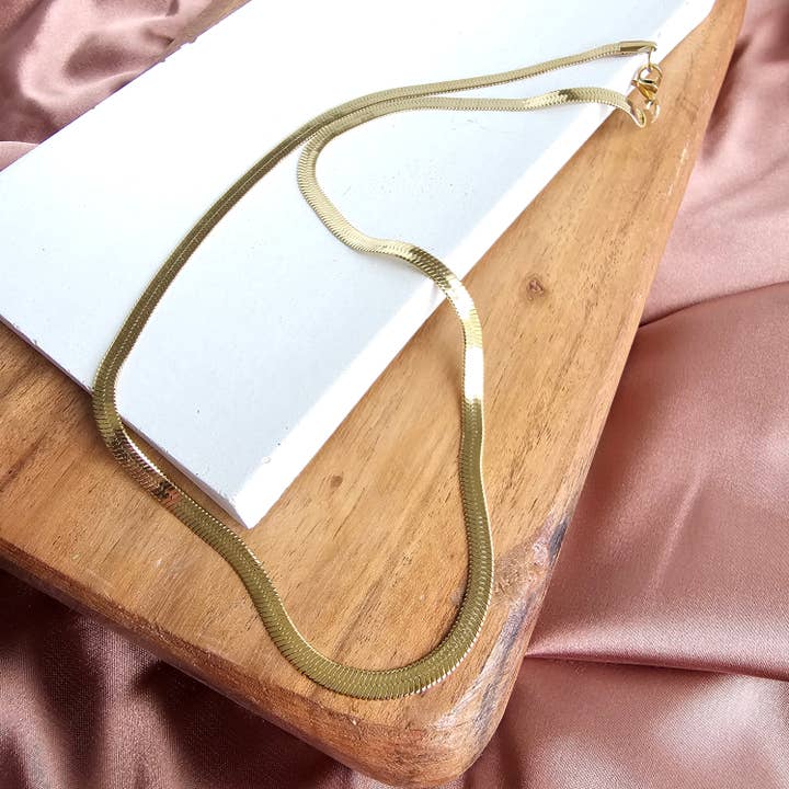 Spiffy & Splendid - Vente Collier maille et chaîne - Chaîne à chevrons dorée de luxe, 20 po6