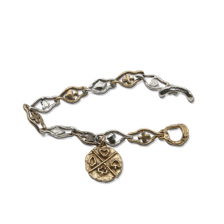 Unisex armband med pokerberlock i silver 925 och brons - BA092 för wholesale av Mandile Gioielli