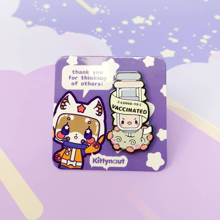 Kittynaut – Großhandel Anstecker/Button – Impfstoff und Covid - Hartemaille-Pin
