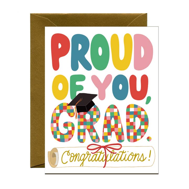 Colorful Pop Checkered Graduation Congratulations Card for wholesale by Yeppie Paper