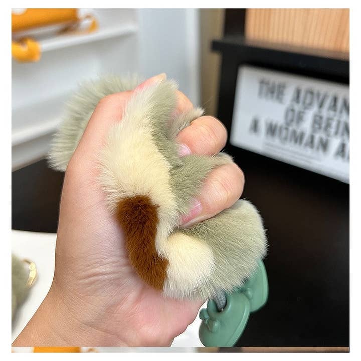 Plush Looks – wholesale Keychain – Women's – Rex Rabbit Fur Cute Fluffy Avocado Keychain5