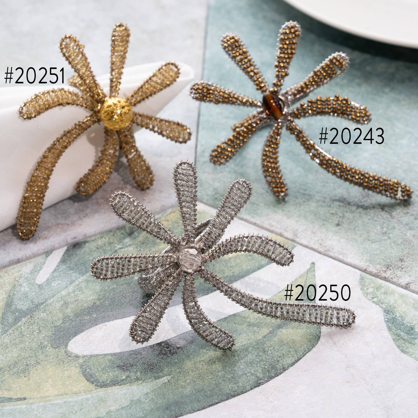 India Handicrafts Inc – Großhandel Serviettenringe – Serviettenring mit goldener Palme9